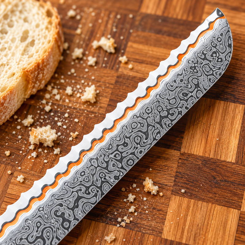 Couteau à pain Damas – Mokume