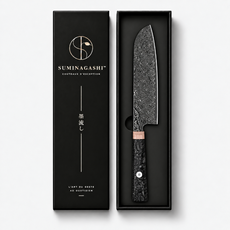 Couteau santoku damas haut de gamme Tsukikage