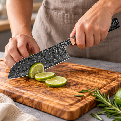 Couteau santoku damas haut de gamme Tsukikage