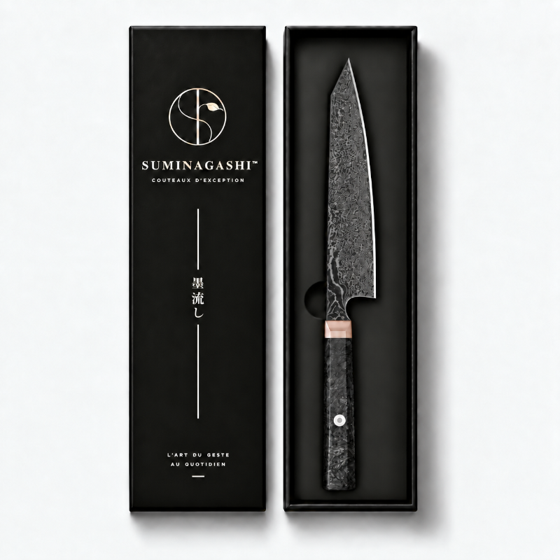 Couteau kiritsuke lame noire Tsukikage
