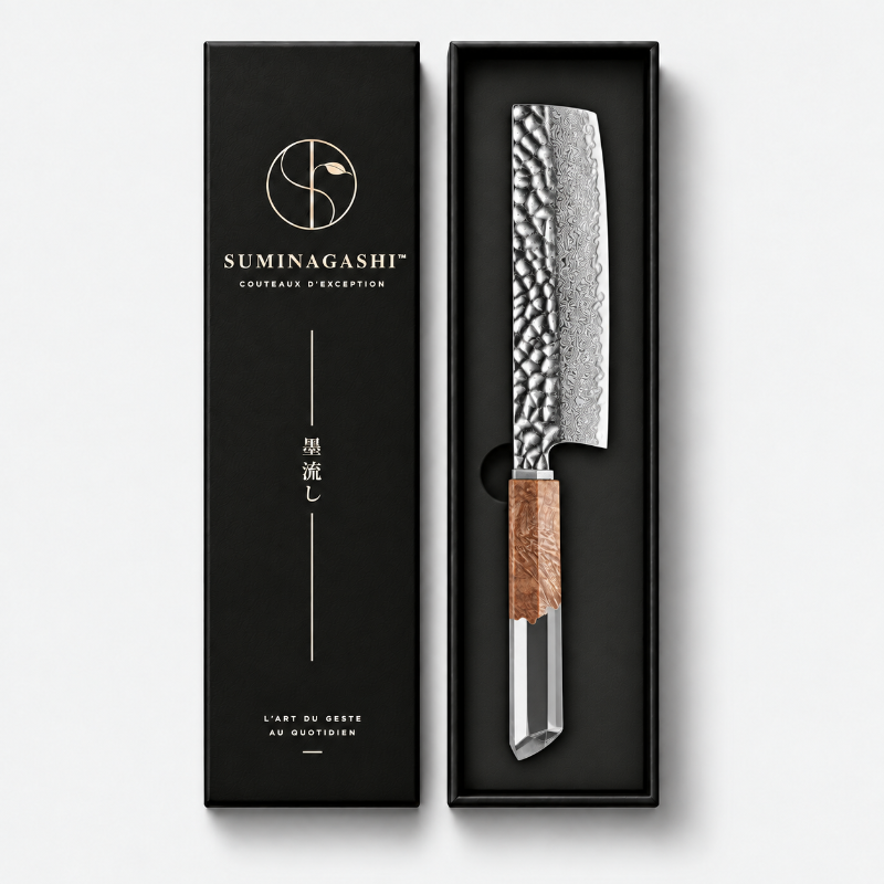 Couteau nakiri gravé Moya