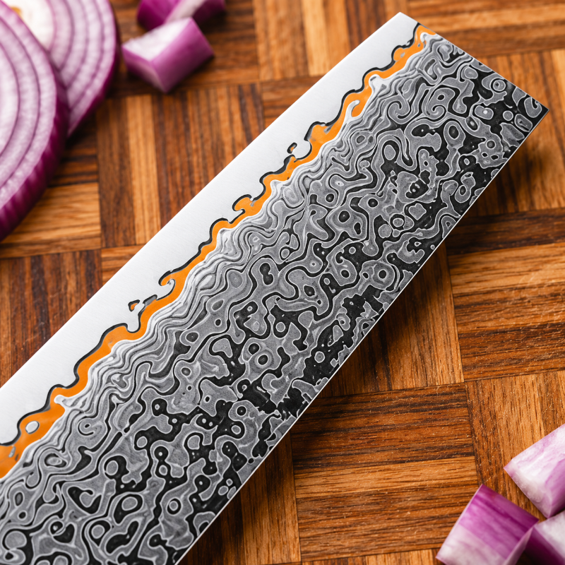 Couteau Nakiri Damas – Mokume